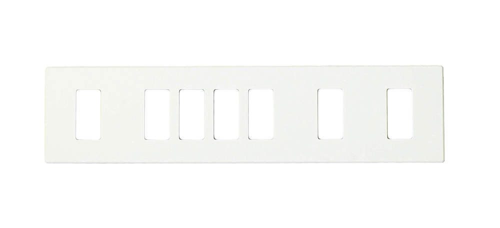Renoir II Wall Plate For Use With 4 Narrow 3 Wide Dimers Standard Fins Removed - White