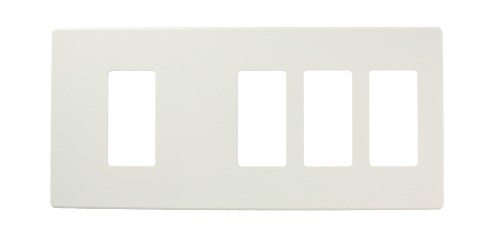 Renoir II Wall Plate For Use With 3 Narrow 1 Wide Dimers Standard Fins Removed - White