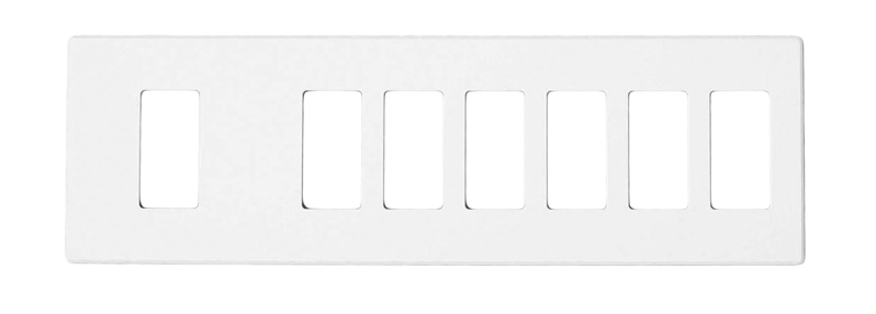 Renoir II Wall Plate For Use With 5 Narrow 2 Wide Dimers Standard Fins Removed - White