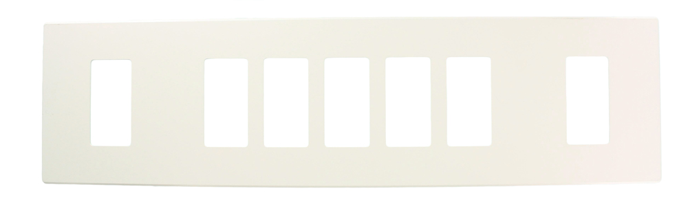 Renoir II Wall Plate For Use With 6 Narrow 1 Wide Dimers Standard Fins Removed - White