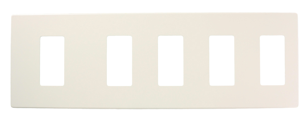 Renoir II Wall Plate For Use With 4 Narrow 1 Wide Dimers No Fins Removed - White