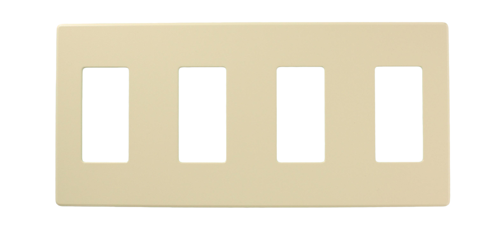 Renoir II Wall Plate For Use With 4 Narrow Dimers No Fins Removed - Ivory