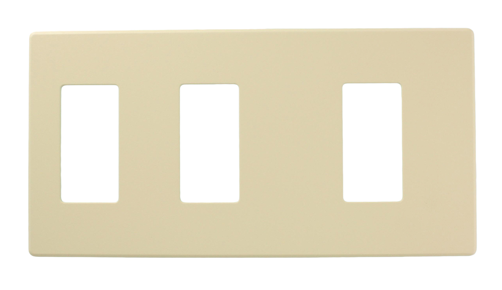 Renoir II Wall Plate For Use With 2 Narrow 1 Wide Dimers No Fins Removed - Ivory