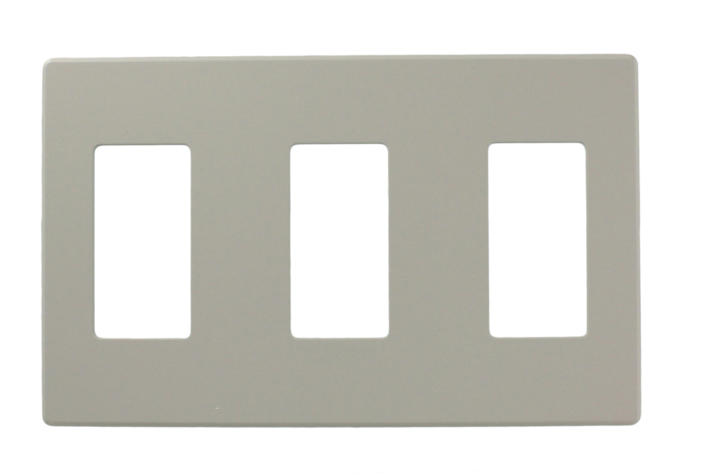 Renoir II Wall Plate For Use With 3 Narrow Dimers No Fins Removed - Gray