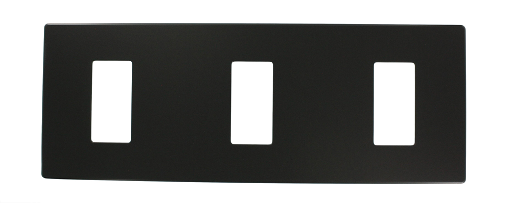 Renoir II Wall Plate For Use With 3 Wide Dimers No Fins Removed - Black