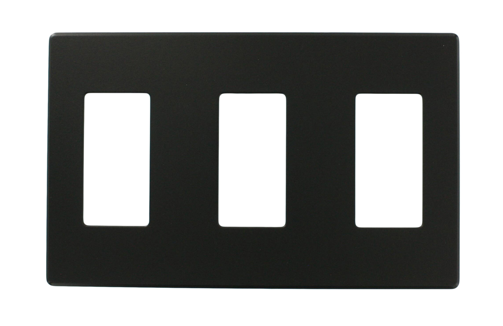 Renoir II Wall Plate For Use With 3 Narrow Dimers No Fins Removed - Black