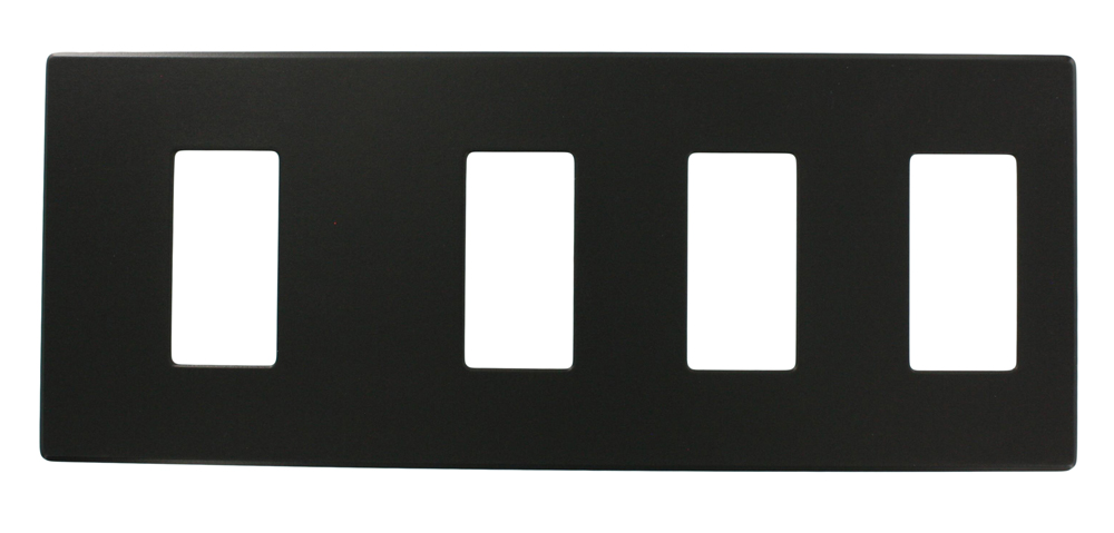 Renoir II Wall Plate For Use With 3 Narrow 1 Wide Dimers No Fins Removed - Black