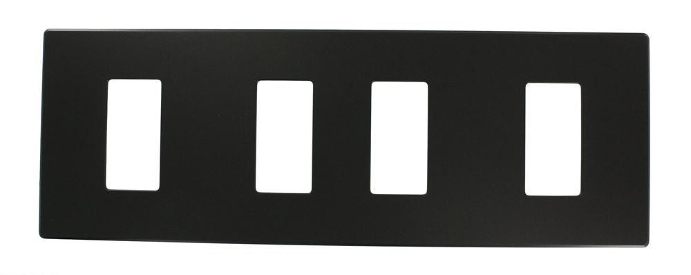 Renoir II Wall Plate For Use With 2 Narrow 2 Wide Dimers No Fins Removed - Black