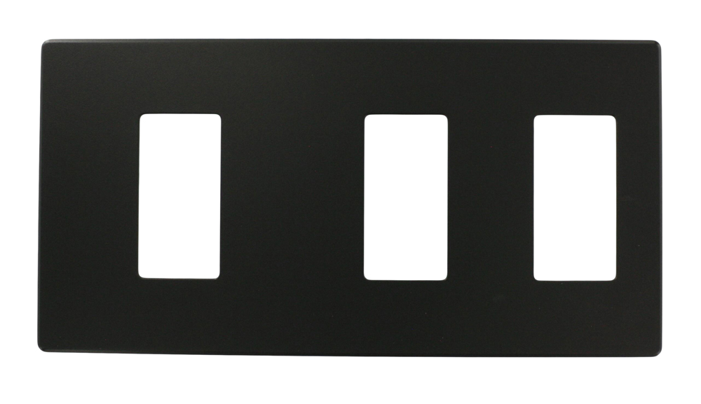 Renoir II Wall Plate For Use With 2 Narrow 1 Wide Dimers No Fins Removed - Black