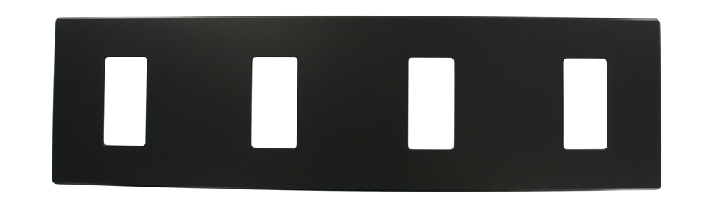 Renoir II Wall Plate For Use With 4 Wide Dimers No Fins Removed - Black