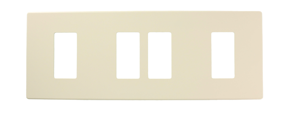Renoir II Wall Plate For Use With 2 Narrow 2 Wide Dimers Standard Fins Removed - Light Almond