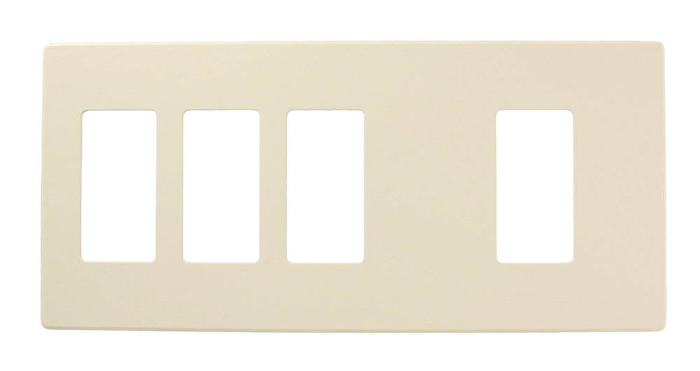 Renoir II Wall Plate For Use With 3 Narrow 1 Wide Dimers Standard Fins Removed - Light Almond