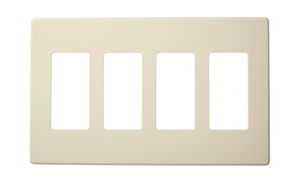 Renoir II Wall Plate For Use With 4 Narrow Dimers Standard Fins Removed - Light Almond