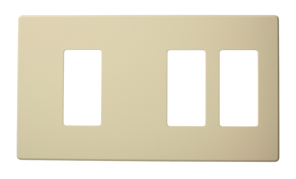 Renoir II Wall Plate For Use With 2 Narrow 1 Wide Dimers Standard Fins Removed - Ivory