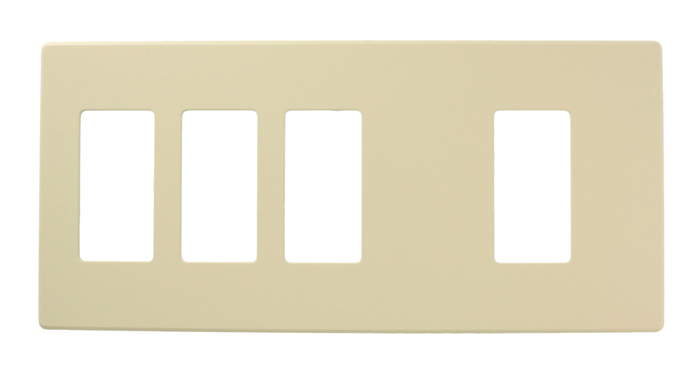 Renoir II Wall Plate For Use With 3 Narrow 1 Wide Dimers Standard Fins Removed - Ivory