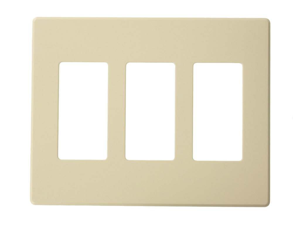 Renoir II Wall Plate For Use With 3 Narrow Dimers Standard Fins Removed - Ivory