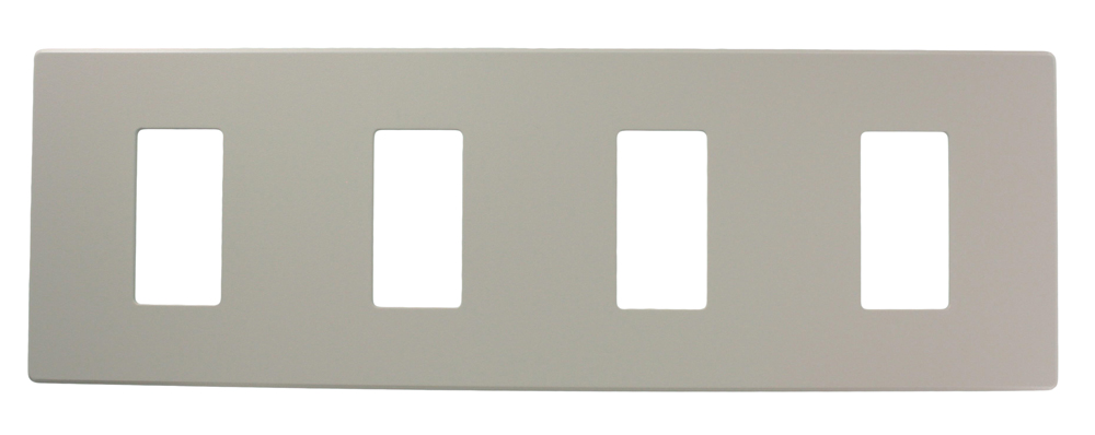 Renoir II Wall Plate For Use With 4 Wide Dimers Standard Fins Removed - Gray