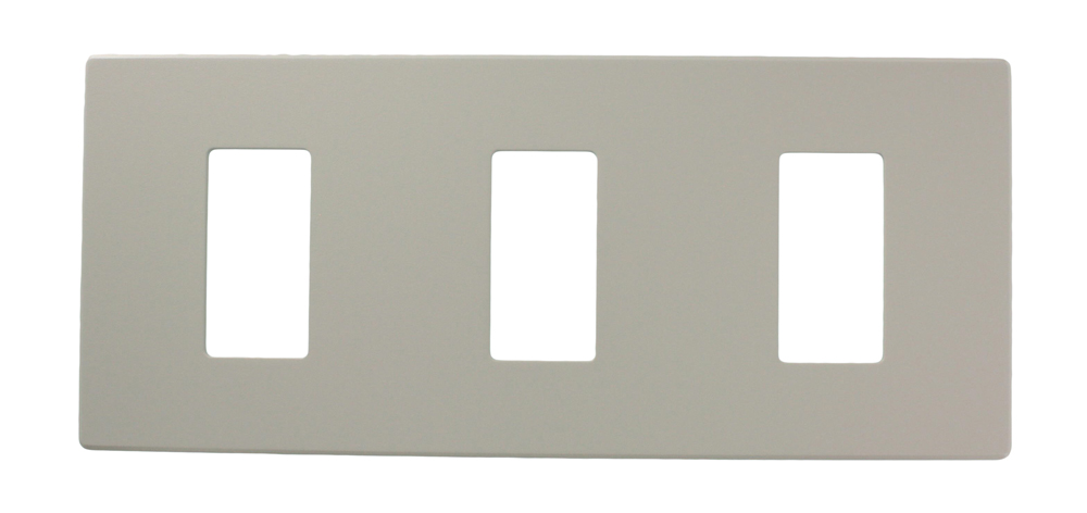Renoir II Wall Plate For Use With 3 Wide Dimers Standard Fins Removed - Gray