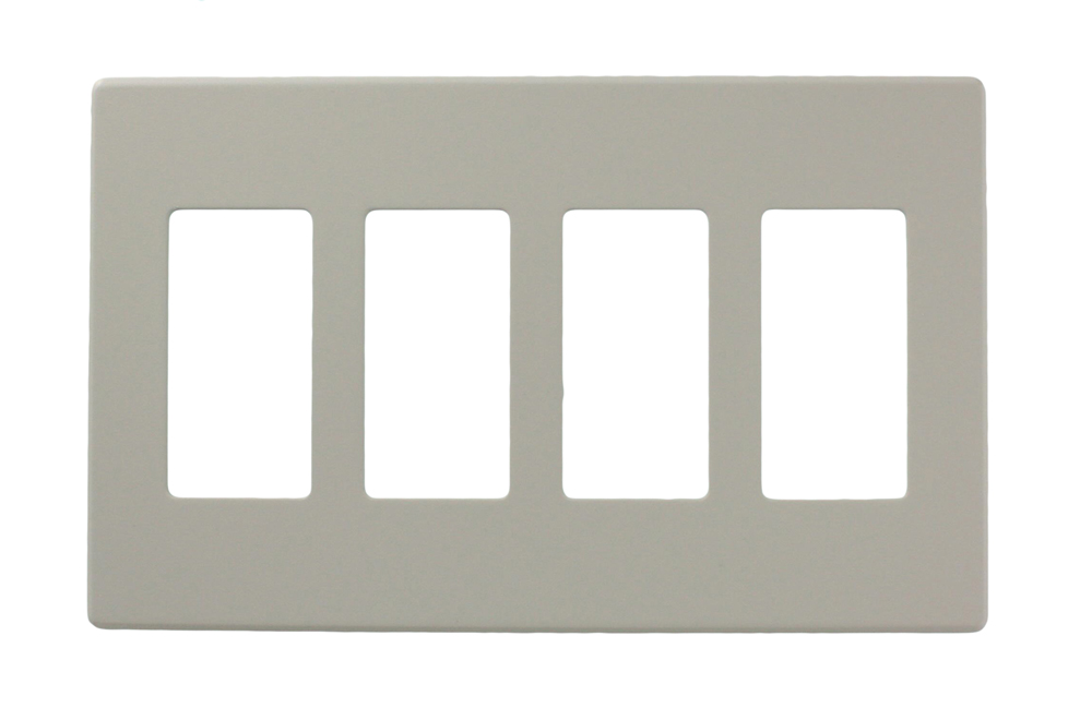 Renoir II Wall Plate For Use With 4 Narrow Dimers Standard Fins Removed - Gray