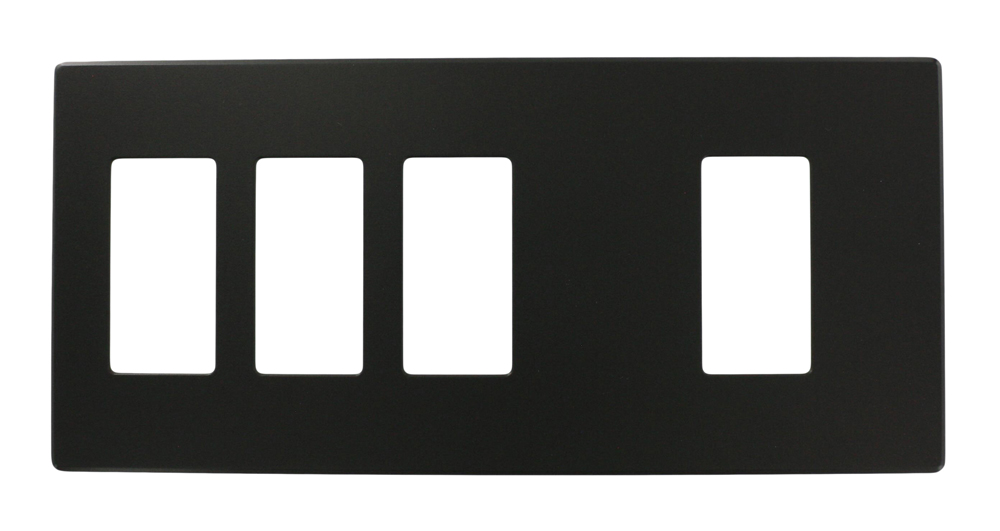 Renoir II Wall Plate For Use With 3 Narrow 1 Wide Dimers Standard Fins Removed - Black