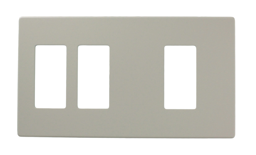 Renoir II Wall Plate For Use With 2 Narrow 1 Wide Dimers Standard Fins Removed - Gray