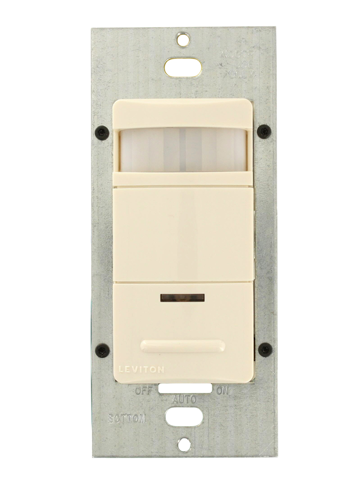 Product Line: ODS15Technology Passive Infrared ON/OFF Configurations Manual ON/Auto OFF Switch Type Single-Pole Mounting Wall Switch Device Type Vacancy Sensor Coverage 2100 Sq Ft Pattern 180 Degree Color Light Almond Warranty 5-Year Limited