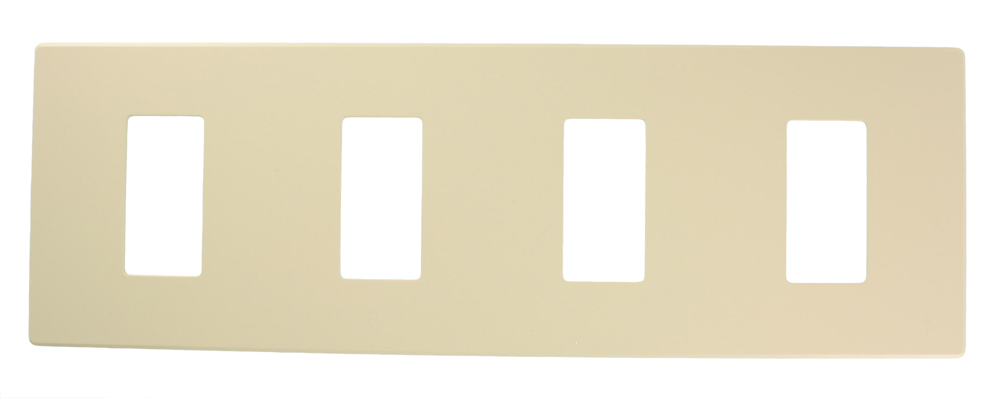 Renoir II Wall Plate For Use With 4 Wide Dimers Standard Fins Removed - Ivory