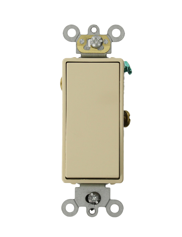 15A-120/277V Decora Plus Single Pole Switch. Back and Side Wired - Ivory