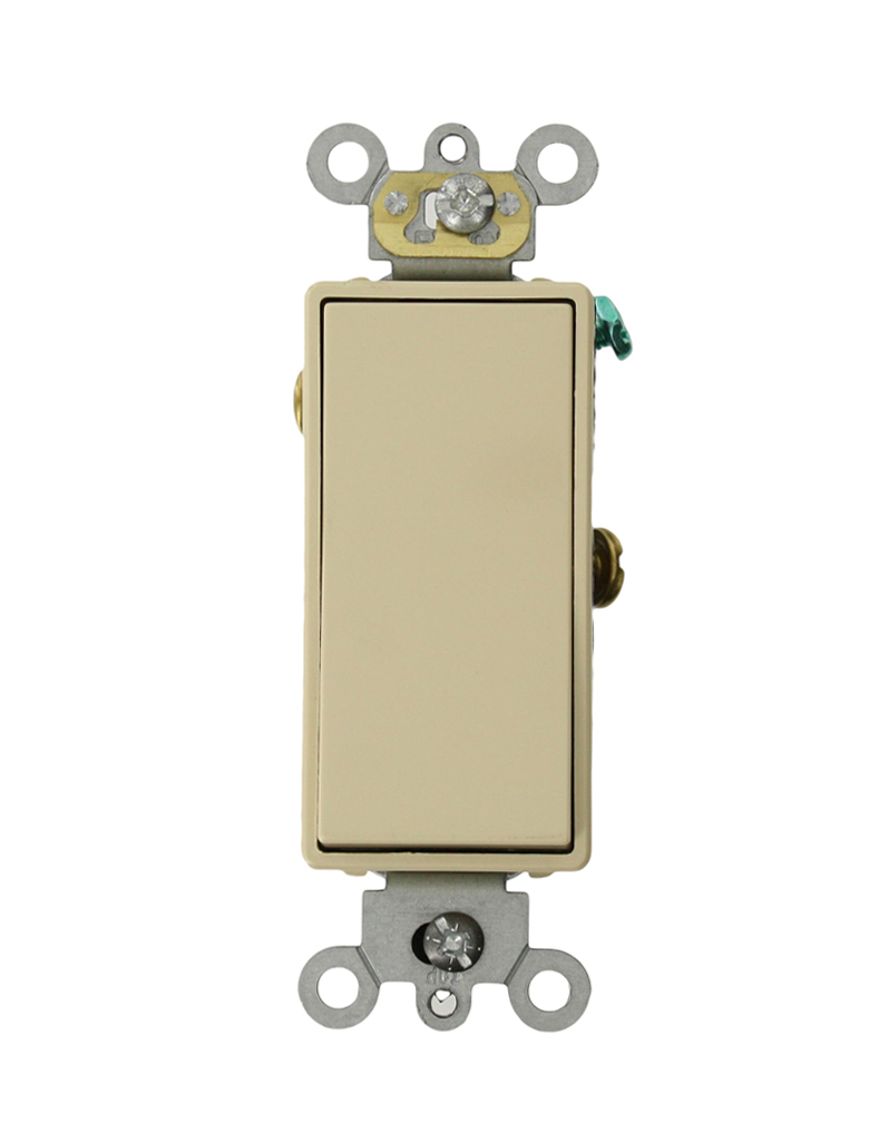 20A-120/277V Decora Plus Quiet Rocker Single Pole Switch. Back and Side Wired. Comercial Spec Grade - Ivory