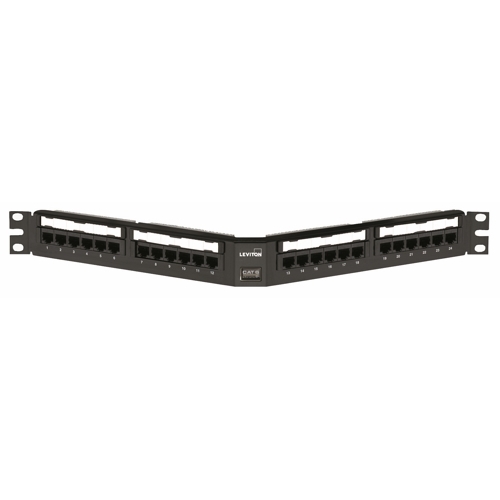 Extreme Cat6 Plus Angled Patch Panel.  24 Port. 1RU. Panel Is Universal. 19 Inches Rack Mount -  Black