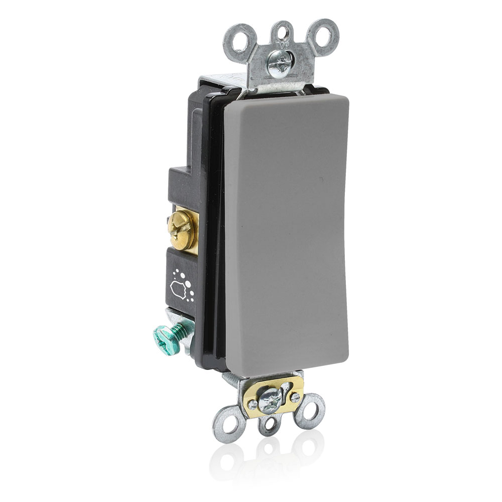 Switch Standard Antimicrobial Treated Decora Plus, Quiet Single Pole 20A-120/277V Ac 1Hp At 120V, 2Hp At 240V -  Gray