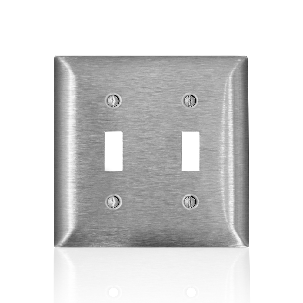 2-Gang C-Series 2 Toggle Switch Wallplate, Standard Size, 430 Stainless Steel