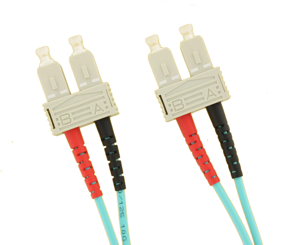 Fiber Patch Cord, 50/125UM Laser Optimized 10G Duplex Riser-Rated, Multimode, SC to SC, 10 Meter Length