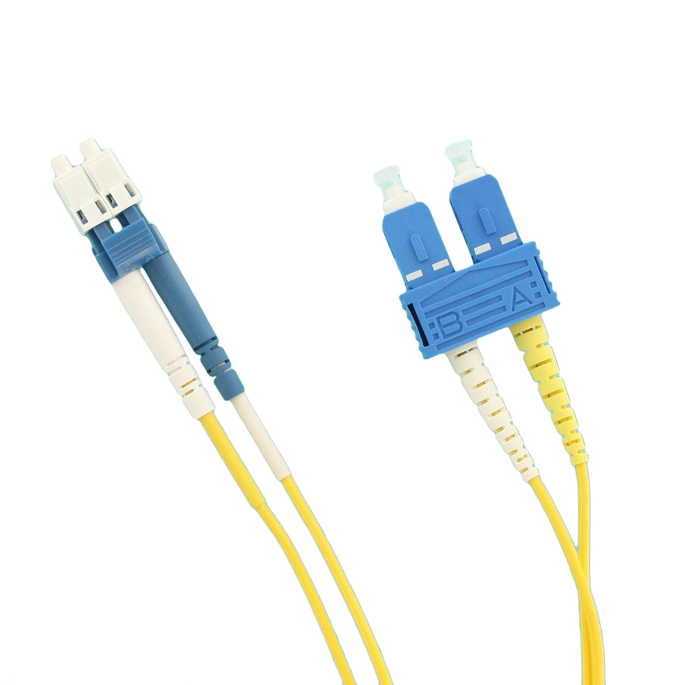 Fiber Patch Cord, UPC Polish Singlemode, Duplex Riser-Rated, SC to LC, 1 Meter Length