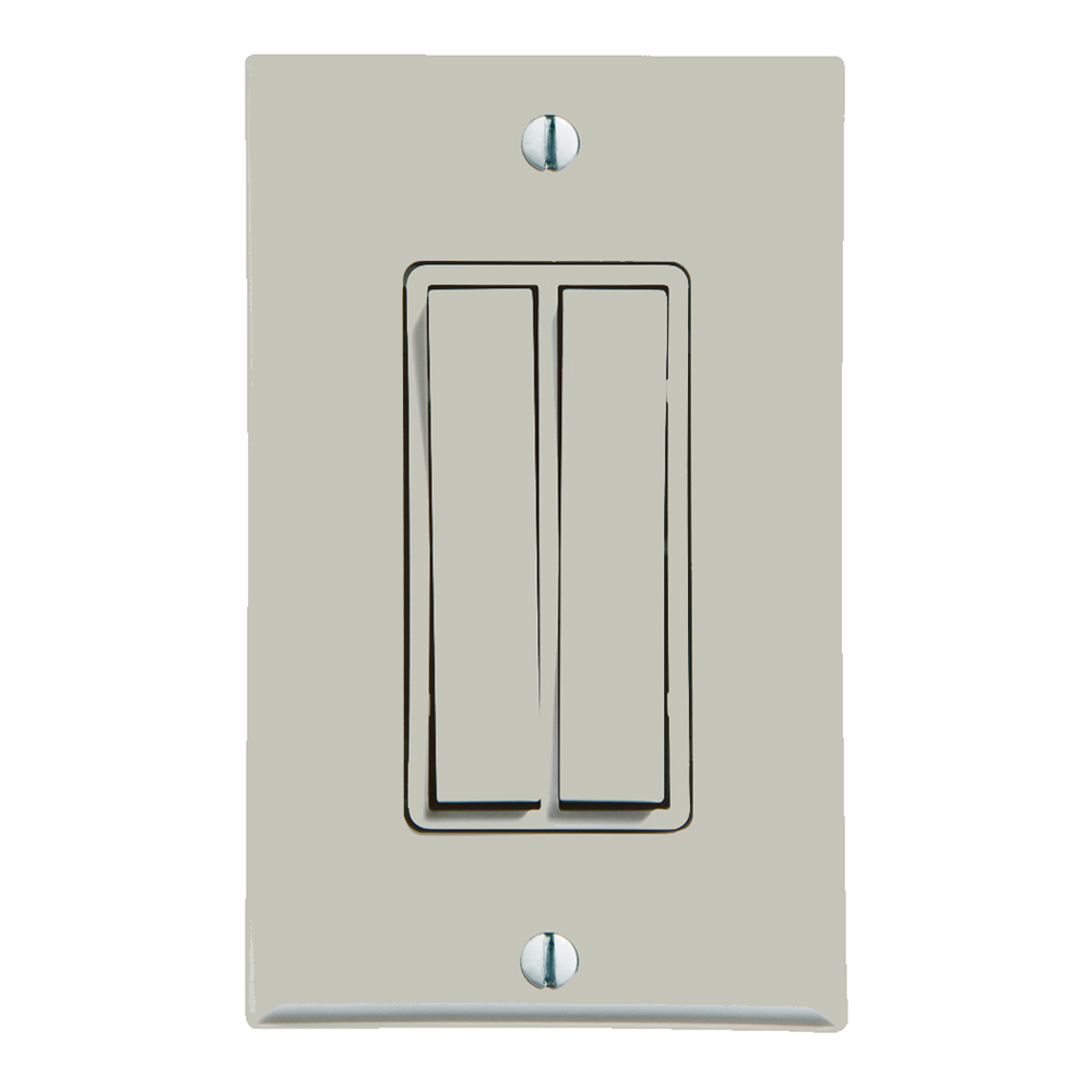 LevNet RF 902MHz Self-Powered Wireless Remote Switches. 1-Gang Dual Rocker Decora Switch - Light Almond