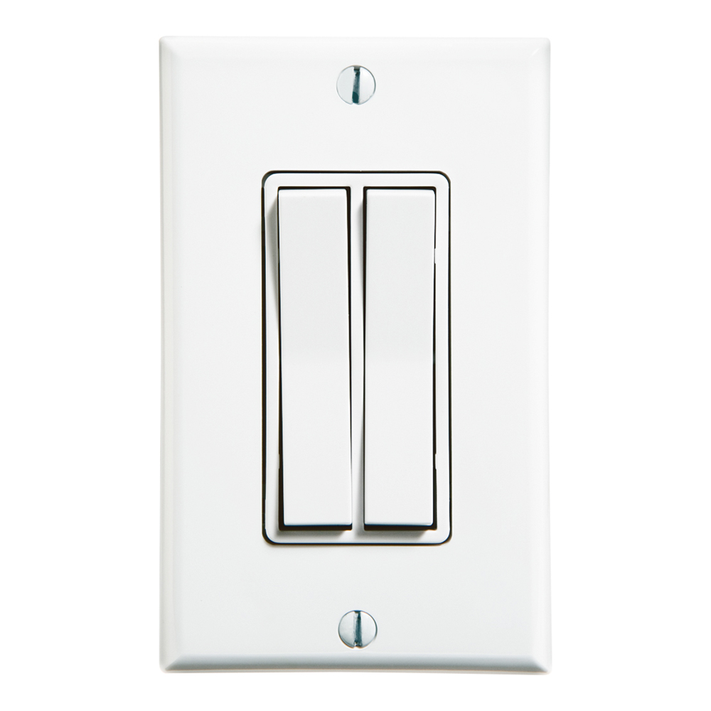 LevNet RF 902MHz Self-Powered Wireless Remote Switches. 1-Gang Dual Rocker Decora Switch - White