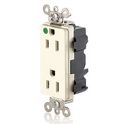 15 Amp, 125 Volt, Modular Receptacle, Narrow Body, Decora Plus, Hospital Grade, Light Almond