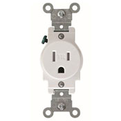 Commercial Grade, Grounding, 15 Amp, 125 Volt, 2P, 3W, Narrow Body Single Receptacle, Straight Blade, Tamper Resistant, Black