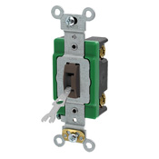 30-Amp, 120/277-Volt, Toggle Locking Double-Pole AC Quiet Switch, Extra Heavy Duty Spec Grade, Self Grounding, Back and Side Wired, Brown