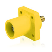 Product image for Leviton 16R23-Y 90 Degree Threaded Stud 2 - 4/0 AWG 400 Amp Max Taper Nose Yellow Male Panel Receptacle