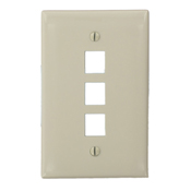 QuickPort Midsize Wallplate, Single Gang, 3-Port, Light Almond