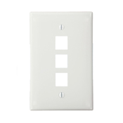 QuickPort Midsize Wallplate, Single Gang, 3-Port, White