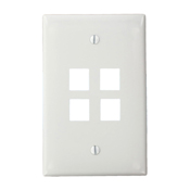 QuickPort Midsize Wallplate, Single Gang, 4-Port, White