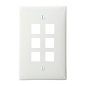 QuickPort Midsize Wallplate, Single Gang, 6-Port, White