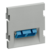 MOS Insert, Duplex SC Fiber Adapter with Zirconia Ceramic Sleeve, 45° exit, 2 units high, grey. For use with Single-Mode and Multi-Mode fiber.