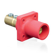 Product image for Leviton 16R21-R Cam-Type Connector Red Taper Nose 90 Degree Male Panel Receptacle
