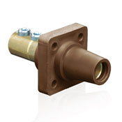 Product image for Leviton 16R22-H Cam-Type 90 Degree Double Set Screw Taper Nose Brown Female Commercial Grade Panel Receptacle