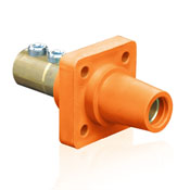 Product image for Leviton 16R22-O Cam-Type 90 Degree Double Set Screw Taper Nose Orange Female Commercial Grade Panel Receptacle