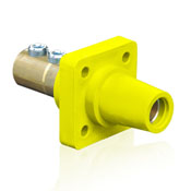 Product image for Leviton 16R22-Y Cam-Type 90 Degree Double Set Screw Taper Nose Yellow Female Commercial Grade Panel Receptacle