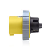 60 Amp, 125 Volt, IEC 309-1 & 309-2, 2P, 3W, Inlet North American Pin & Sleeve Receptacle, Industrial Grade, IP67, Watertight - Yellow